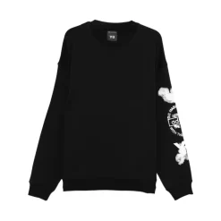 Schwarzer Cloud Print Crew Neck Pullover