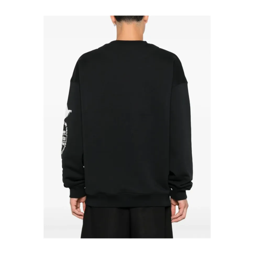 Schwarzer Cloud Print Crew Neck Pullover
