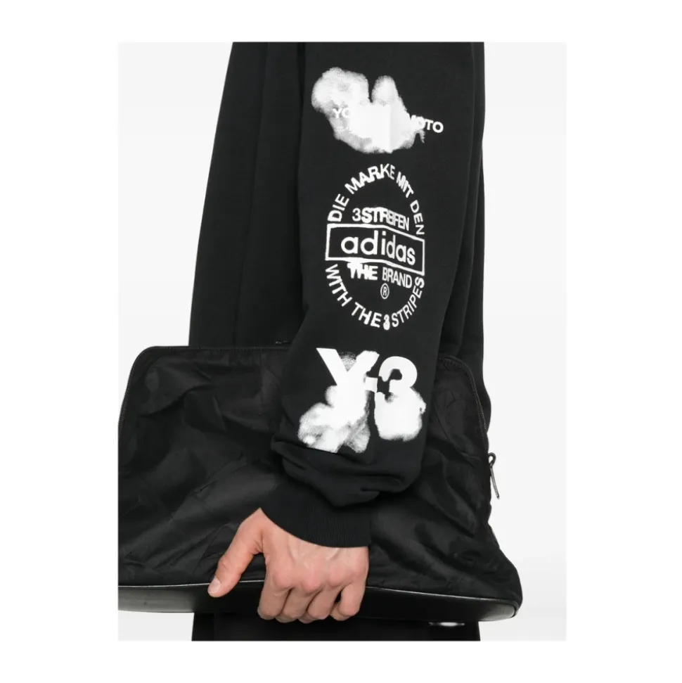 Schwarzer Cloud Print Crew Neck Pullover