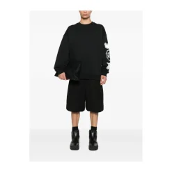 Schwarzer Cloud Print Crew Neck Pullover