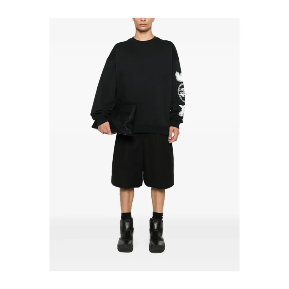 Schwarzer Cloud Print Crew Neck Pullover