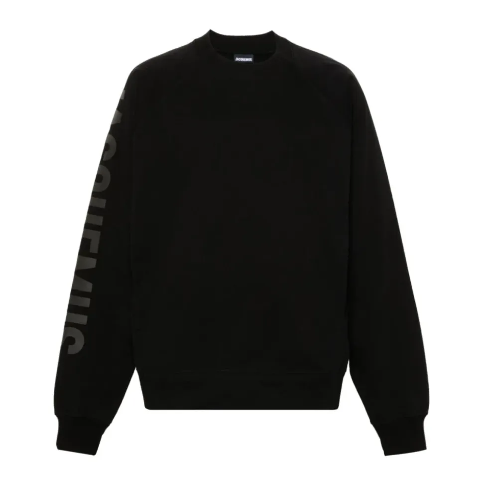 Schwarzer Crew Neck Sweater Flocked Logo