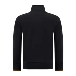 Schwarzer French Terry Reißverschluss-Sweatshirt