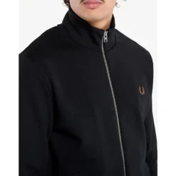 Schwarzer French Terry Reißverschluss-Sweatshirt