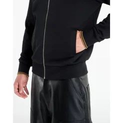 Schwarzer French Terry Reißverschluss-Sweatshirt