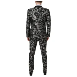 Schwarzer Grauer MARTINI Jacquard Herrenanzug