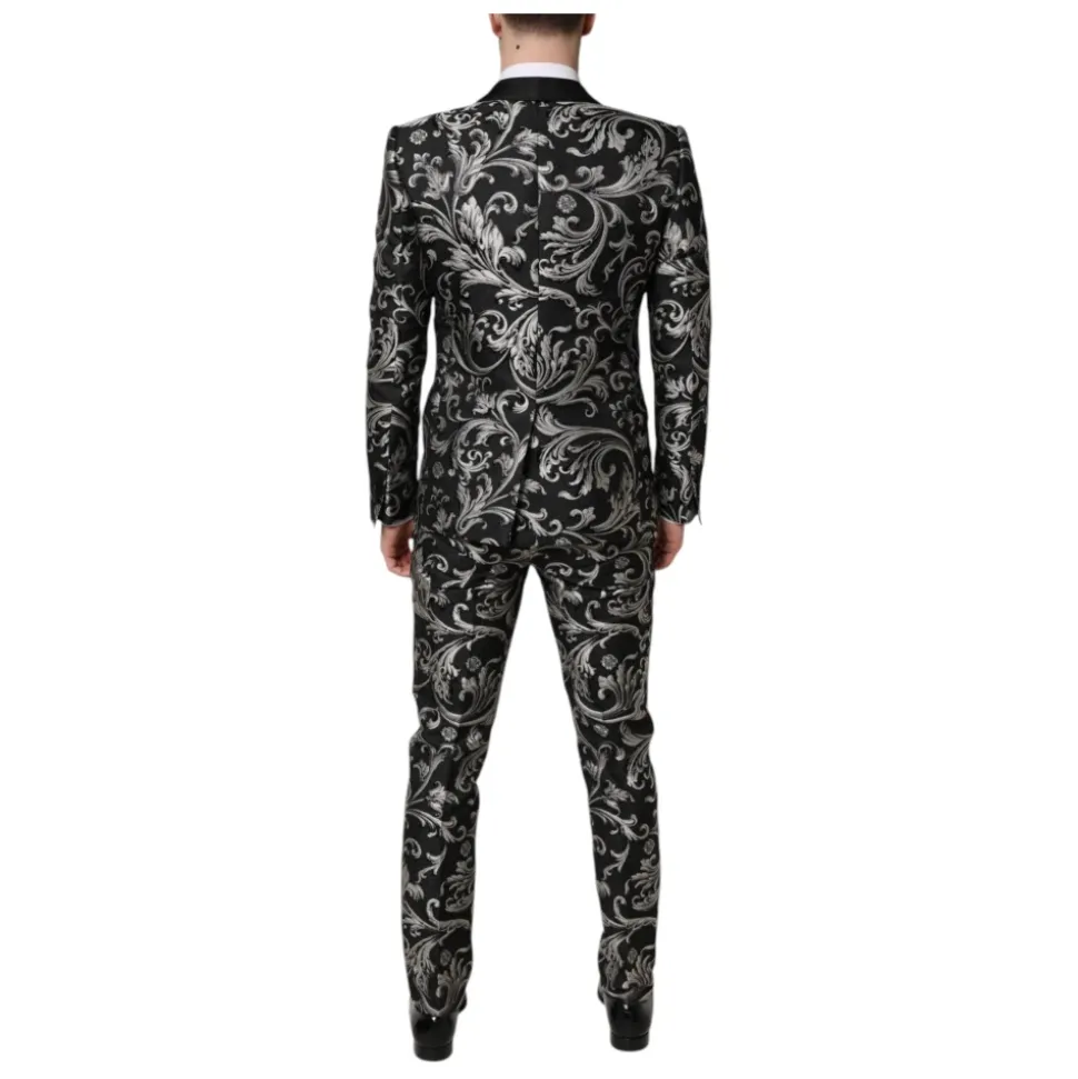 Schwarzer Grauer MARTINI Jacquard Herrenanzug