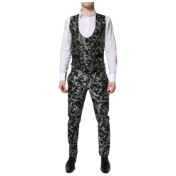 Schwarzer Grauer MARTINI Jacquard Herrenanzug