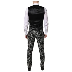 Schwarzer Grauer MARTINI Jacquard Herrenanzug