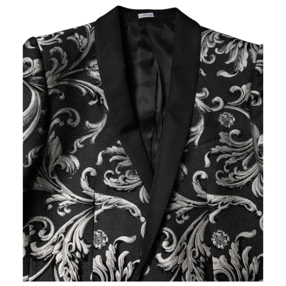 Schwarzer Grauer MARTINI Jacquard Herrenanzug