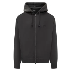 Schwarzer Hoodie mit durchgehendem Reißverschluss für sportliche Outfits