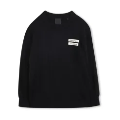 Schwarzer Kinderpullover mit Patch-Detail