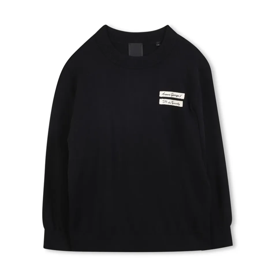 Schwarzer Kinderpullover mit Patch-Detail
