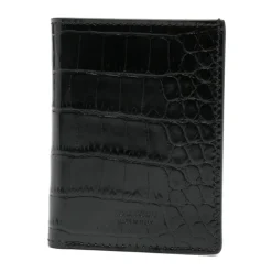 Schwarzer Krokodil-Print Lederkartenhalter