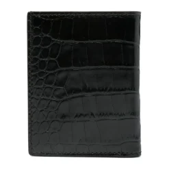 Schwarzer Krokodil-Print Lederkartenhalter