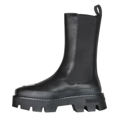 Schwarzer Leder Chelsea Stiefel