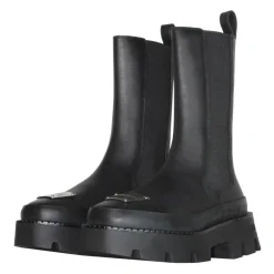 Schwarzer Leder Chelsea Stiefel