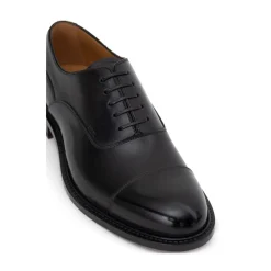Schwarzer Leder Oxford Schnürschuh