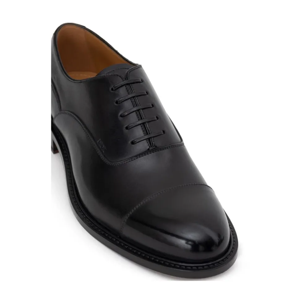 Schwarzer Leder Oxford Schnürschuh