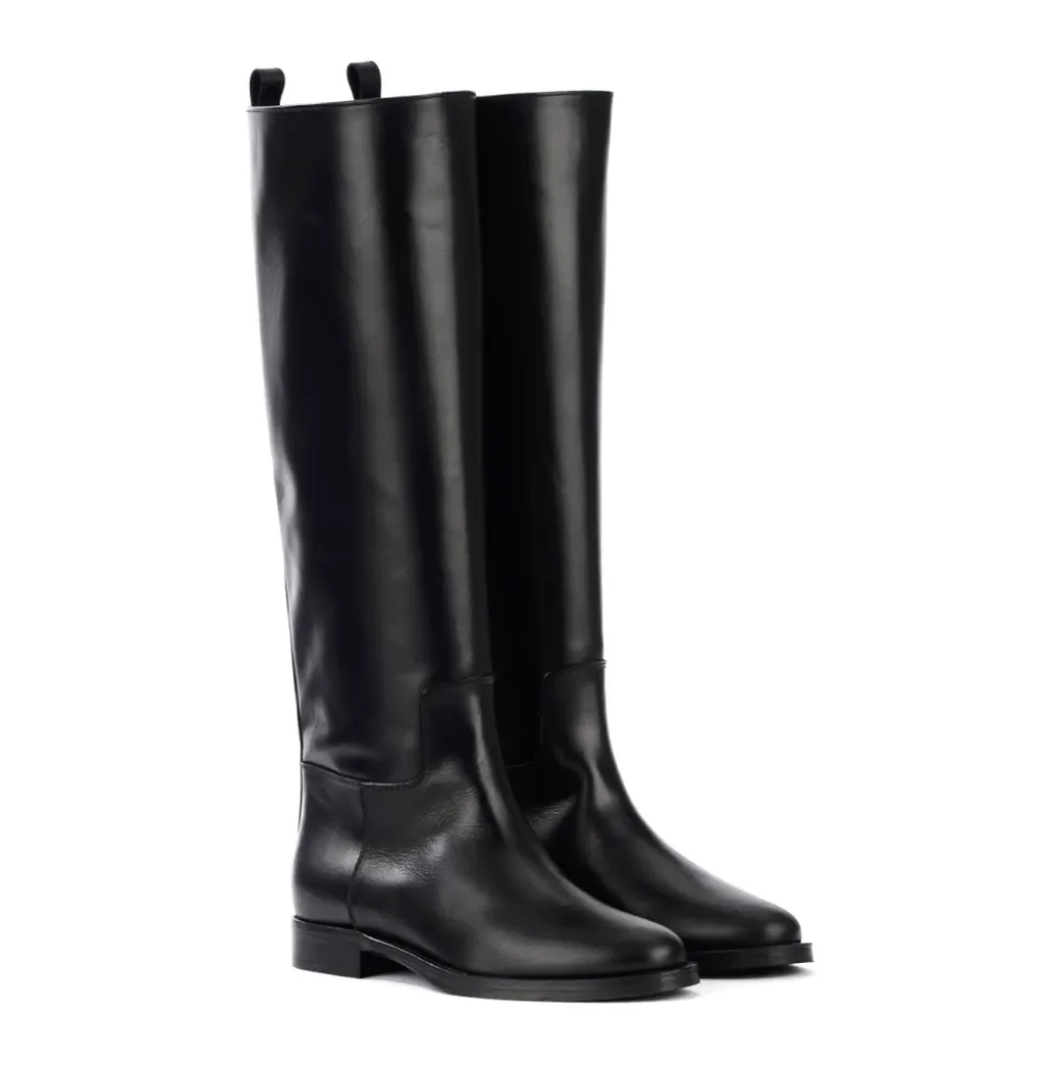 Schwarzer Leder Reitstiefel