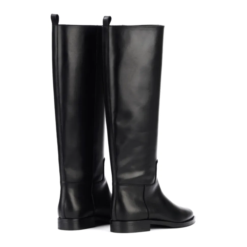 Schwarzer Leder Reitstiefel