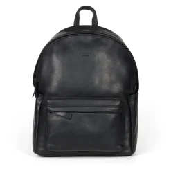 Schwarzer Leder-Freizeitrucksack