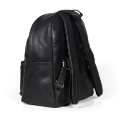 Schwarzer Leder-Freizeitrucksack