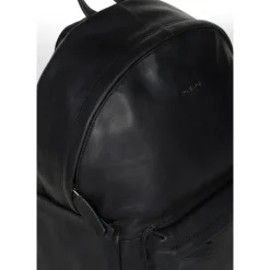 Schwarzer Leder-Freizeitrucksack