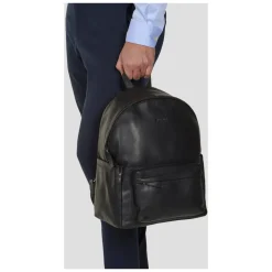 Schwarzer Leder-Freizeitrucksack