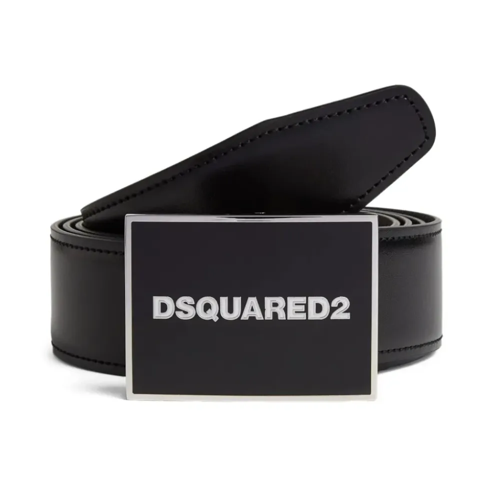 Schwarzer Ledergürtel mit Zamak-Schnalle