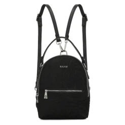 Schwarzer Lederrucksack mit Borsten und Tierdruck 2-in-1