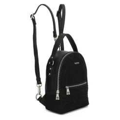 Schwarzer Lederrucksack mit Borsten und Tierdruck 2-in-1