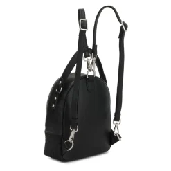 Schwarzer Lederrucksack mit Borsten und Tierdruck 2-in-1