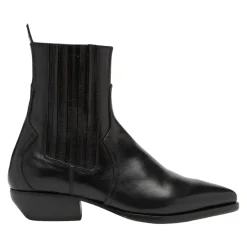 Schwarzer Lederstiefelette