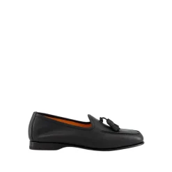 Schwarzer Ledertassel-Loafer