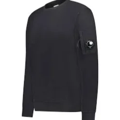 Schwarzer Leichter Fleece Crewneck Sweatshirt