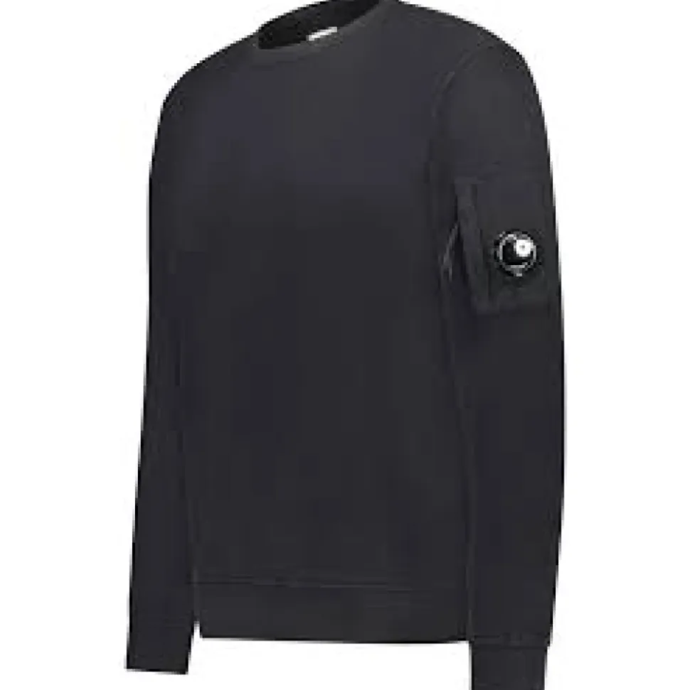 Schwarzer Leichter Fleece Crewneck Sweatshirt
