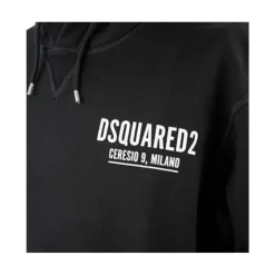 Schwarzer Logo-Print Hoodie Italienische Herstellung