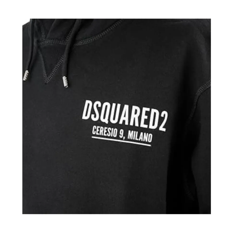Schwarzer Logo-Print Hoodie Italienische Herstellung