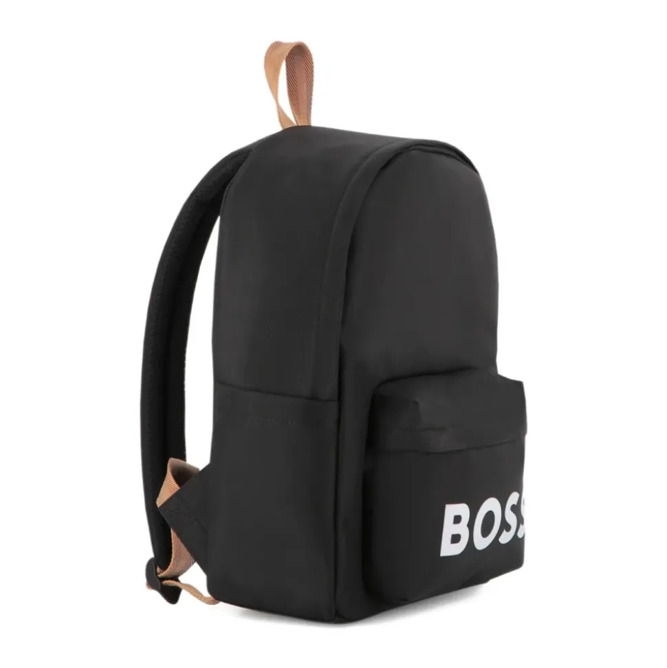 Schwarzer Nylon-Rucksack mit Vordertasche