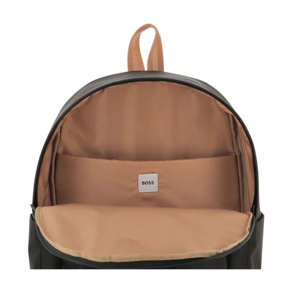 Schwarzer Nylon-Rucksack mit Vordertasche
