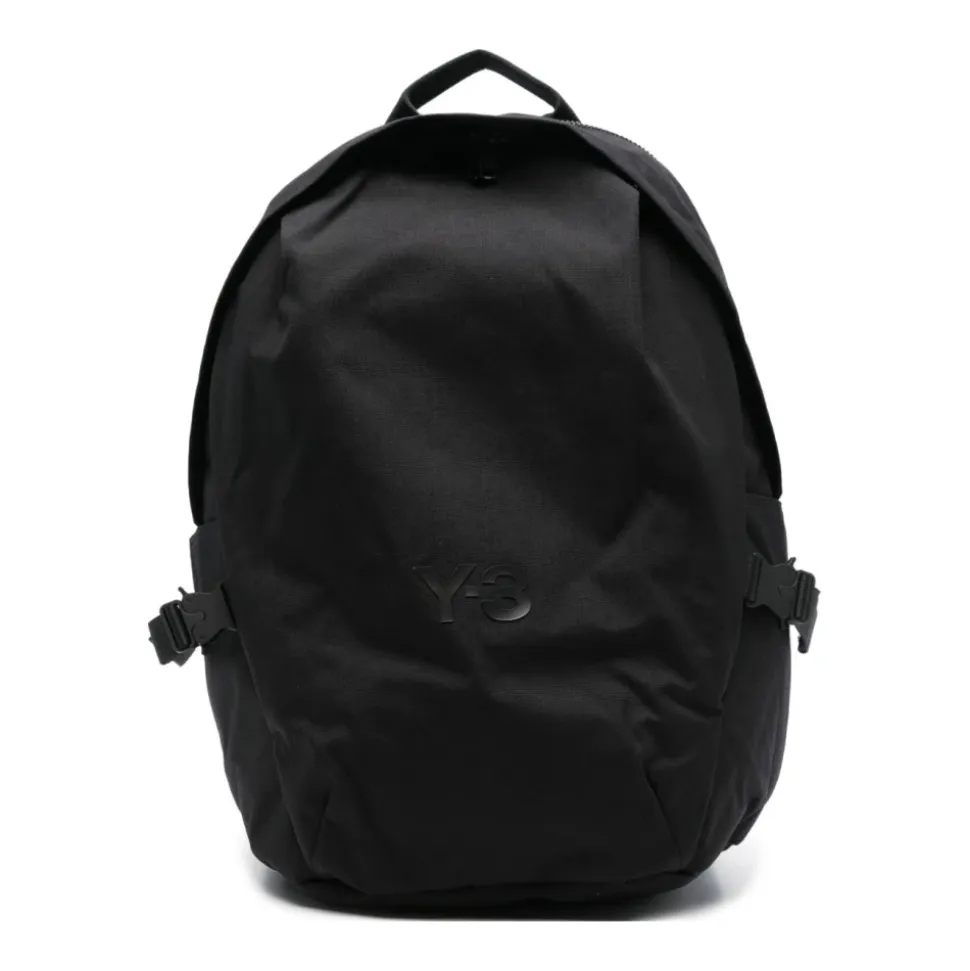 Schwarzer Nylon-Rucksack mit Logo-Detail