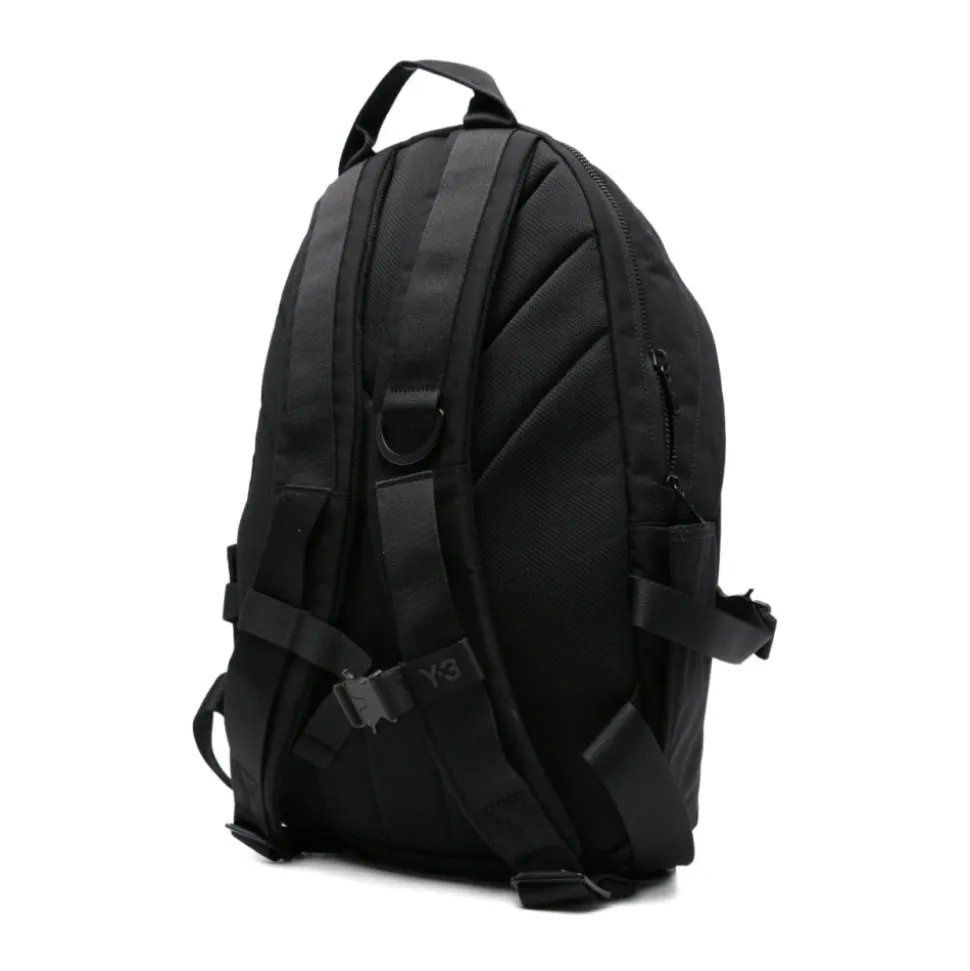 Schwarzer Nylon-Rucksack mit Logo-Detail