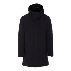 Schwarzer Parka Mantel mit Kunstpelzfutter
