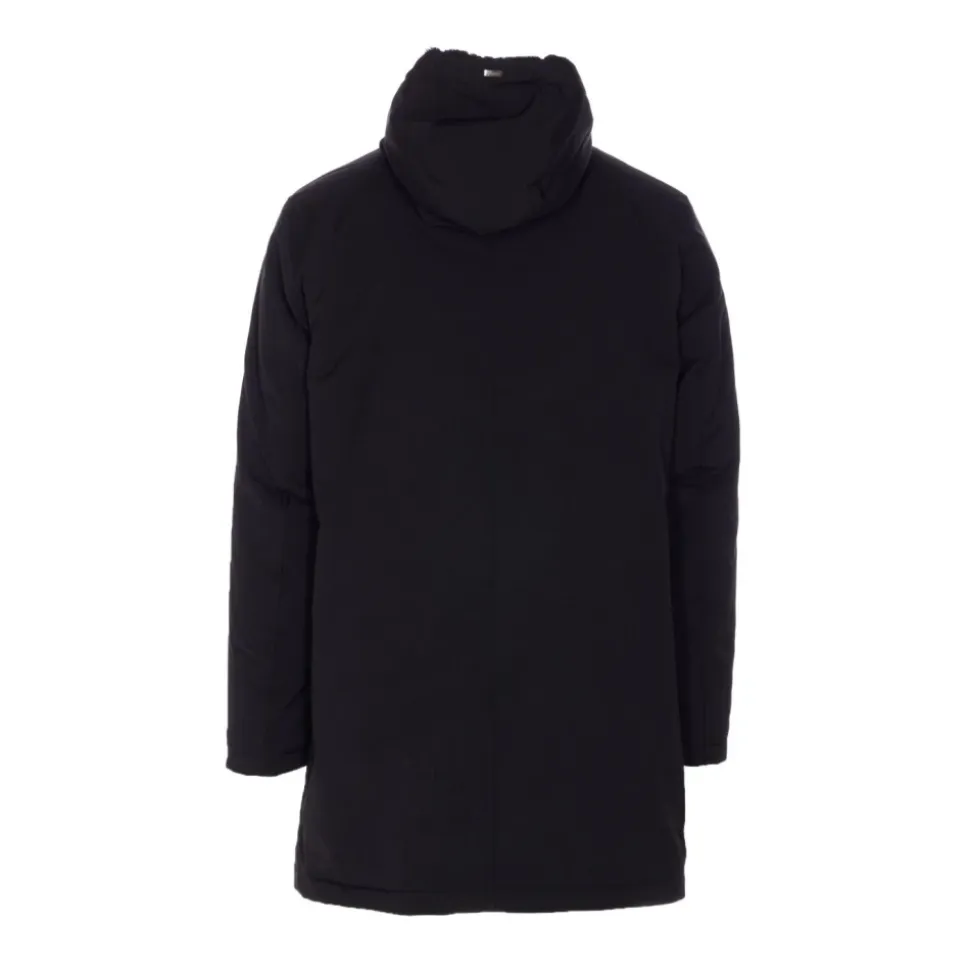 Schwarzer Parka Mantel mit Kunstpelzfutter