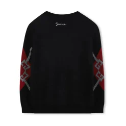 Schwarzer Pullover mit Diamanten und 4G-Logo