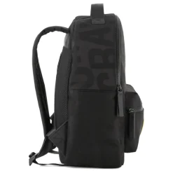 Schwarzer Rucksack mit gelbem Akzentpatch