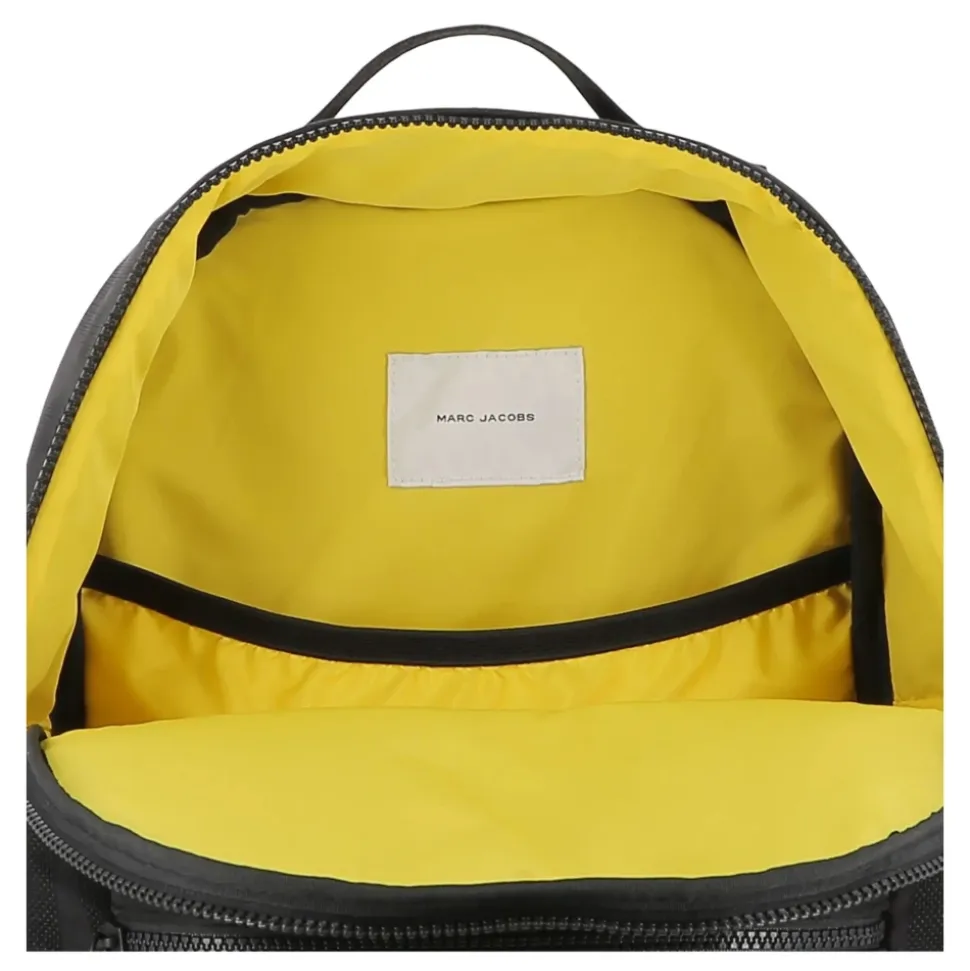 Schwarzer Rucksack mit gelbem Akzentpatch