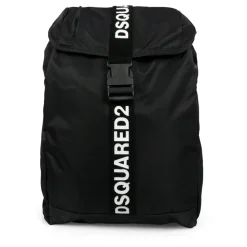 Schwarzer Rucksack mit Schnappverschluss