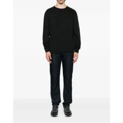 Schwarzer Rundhalsausschnitt Pullover Baumwolle